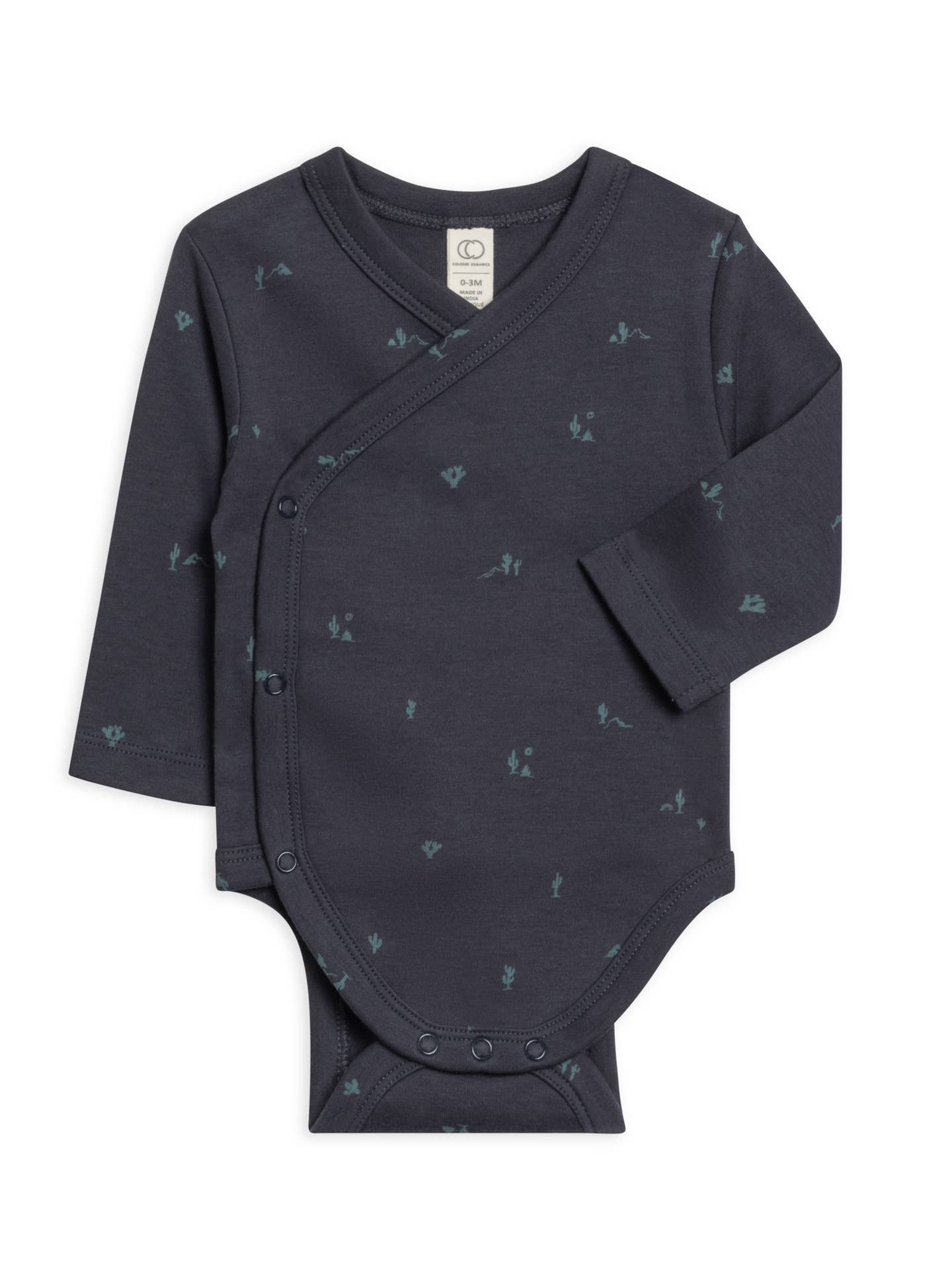 Colored Organics Kai Kimono Bodysuit - Cactus / Navy + Teal