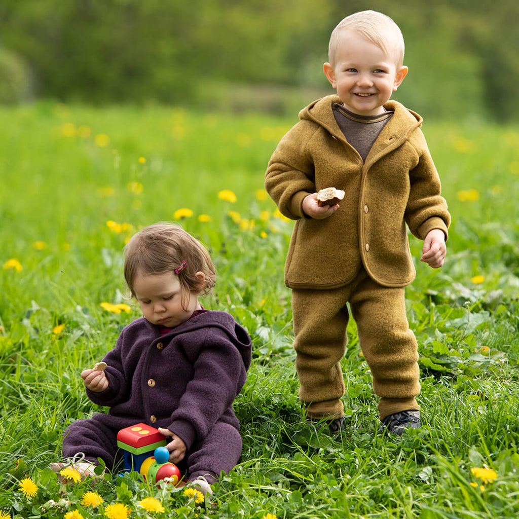 Engel Wool Fleece Baby Pants - Saffron