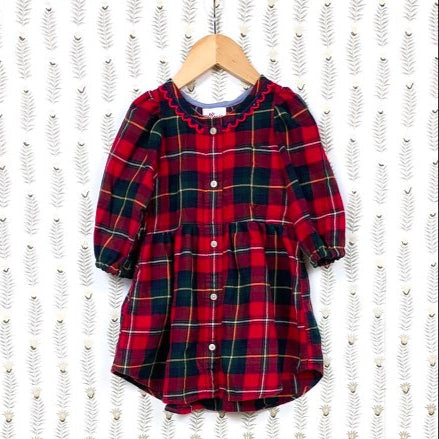 Gloria Upcycled Flannel Shirt Dress - 3T Red