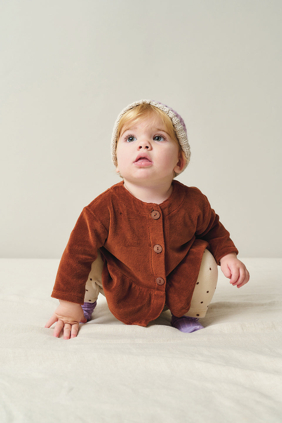 My Little Cozmo Velour Flounce Baby Jacket - Brown