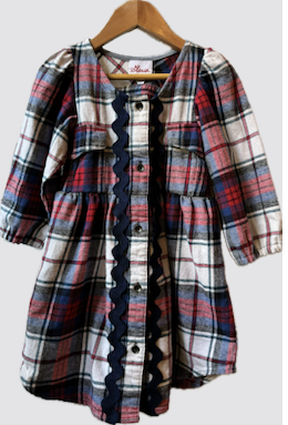 Gloria Upcycled Flannel Plaid Dress-4/5Y