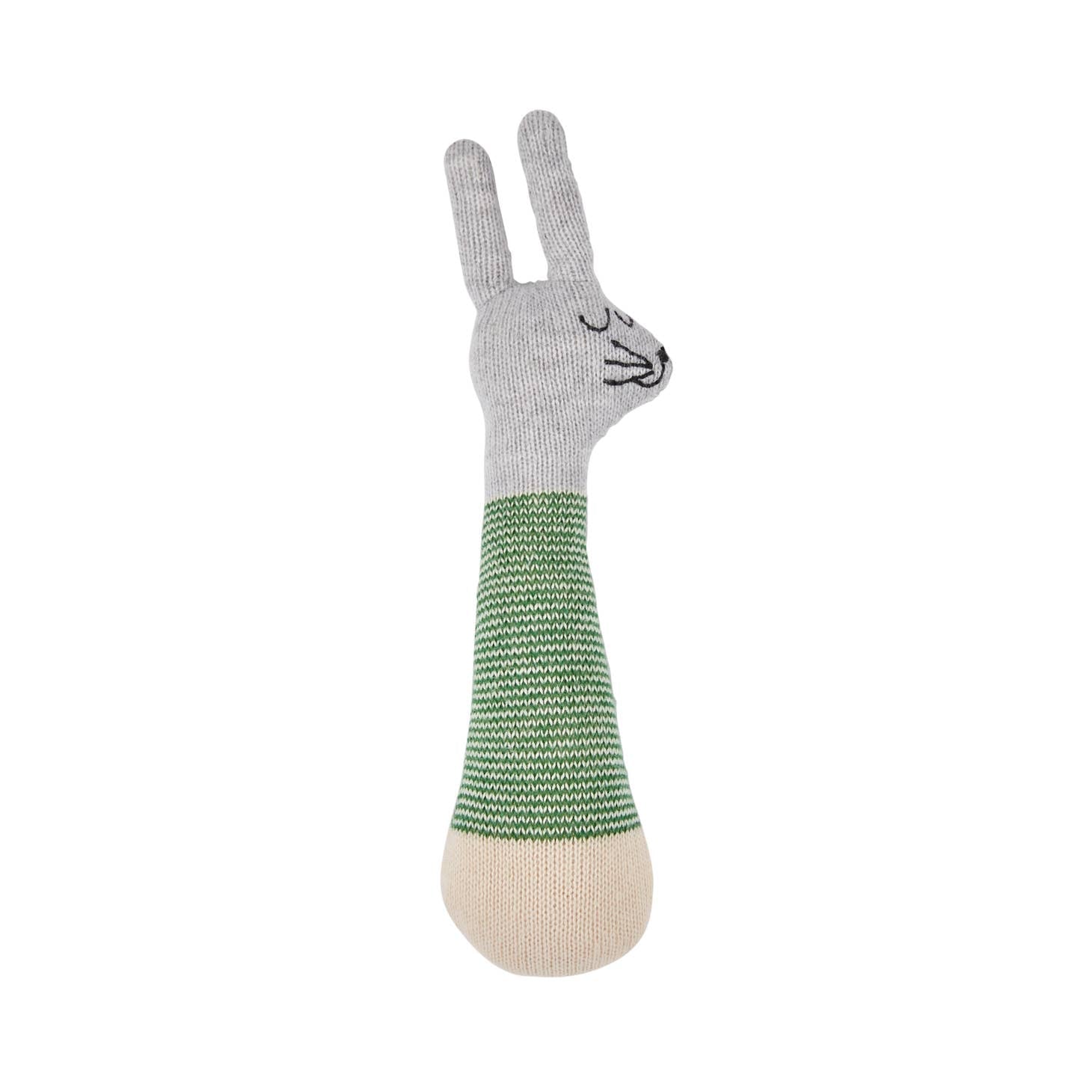 Sophie Home Cotton Knit Baby Rattle - Green Rabbit